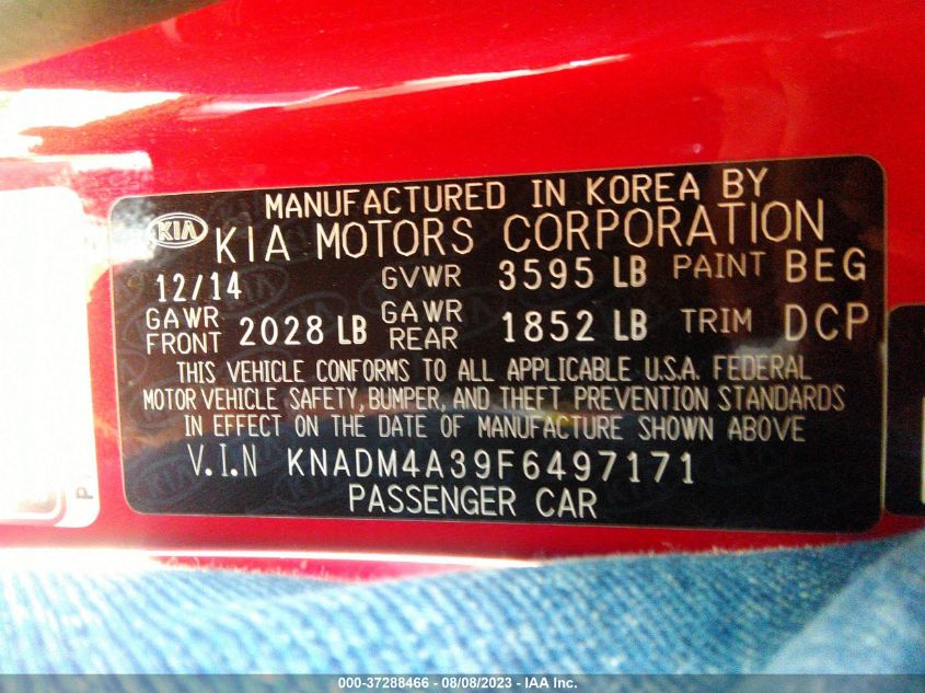 2015 KIA RIO LX - KNADM4A39F6497171
