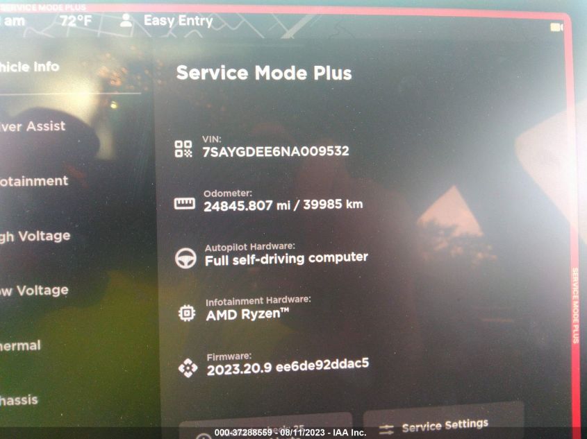 7SAYGDEE6NA009532 Tesla Model Y LONG RANGE 7