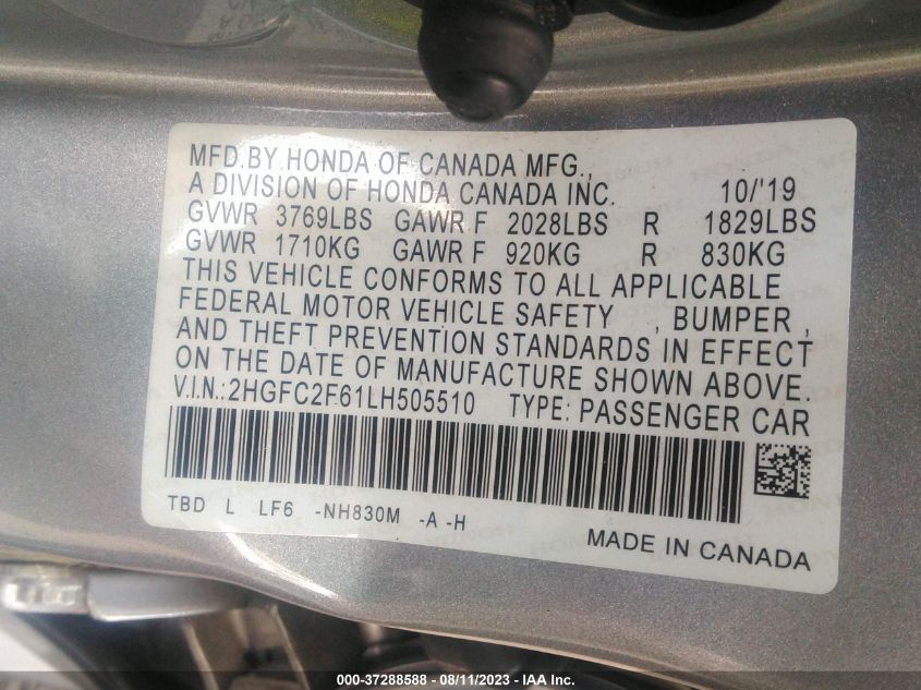 2020 HONDA CIVIC SEDAN LX - 2HGFC2F61LH505510