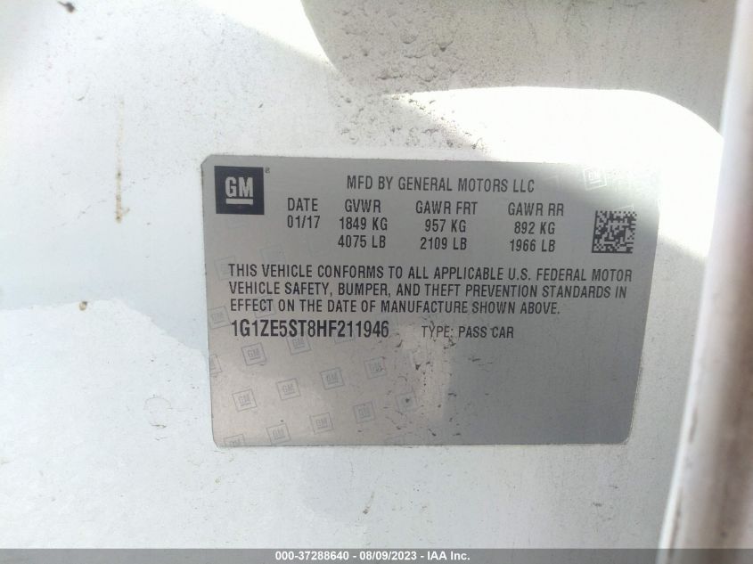 2017 CHEVROLET MALIBU LT - 1G1ZE5ST8HF211946