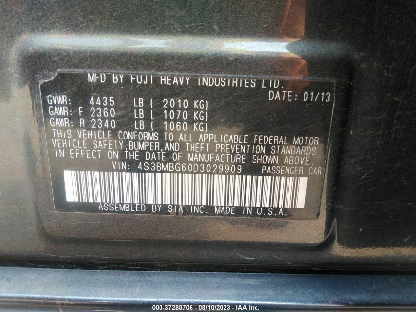 2013 SUBARU LEGACY 2.5I SPORT - 4S3BMBG60D3029909