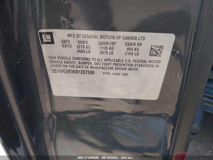 2013 CHEVROLET IMPALA LT - 2G1WG5E36D1237309
