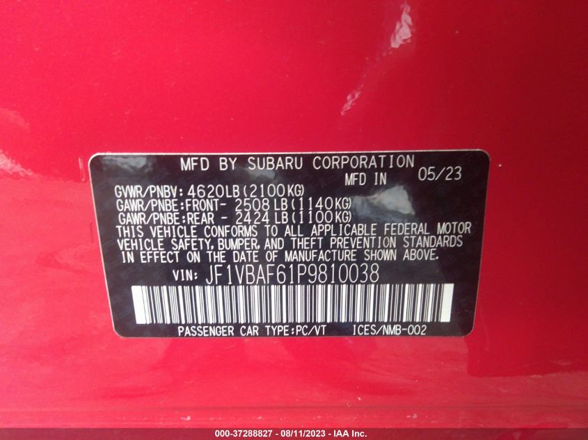 2023 SUBARU WRX PREMIUM - JF1VBAF61P9810038