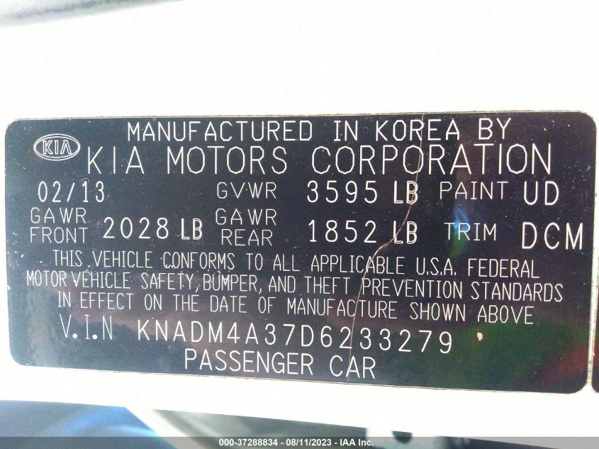2013 KIA RIO LX - KNADM4A37D6233279