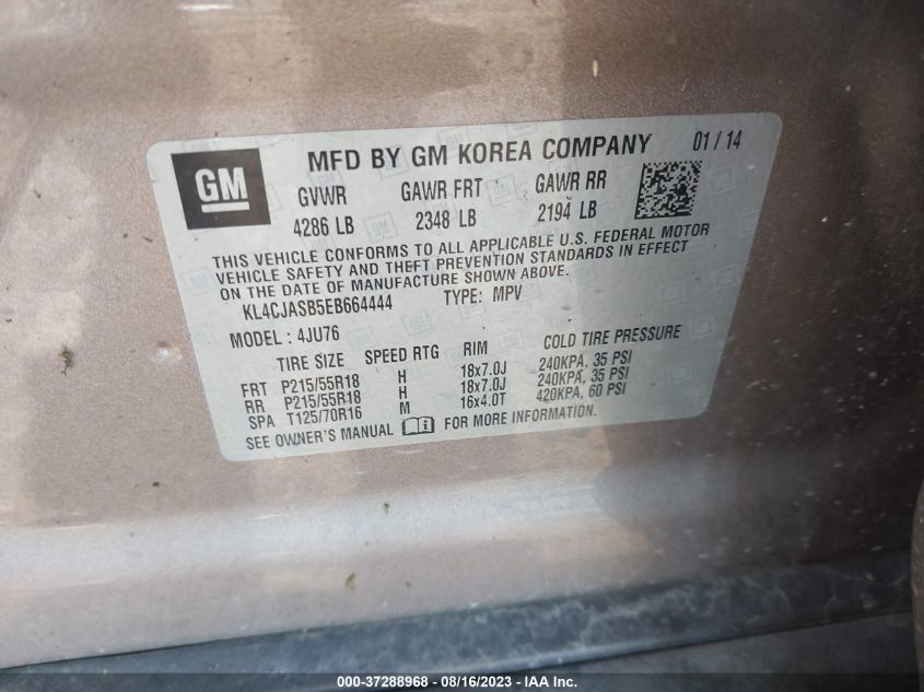2014 BUICK ENCORE - KL4CJASB5EB664444