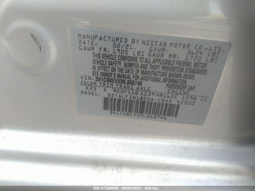 2021 NISSAN VERSA SV - 3N1CN8EVXML868746