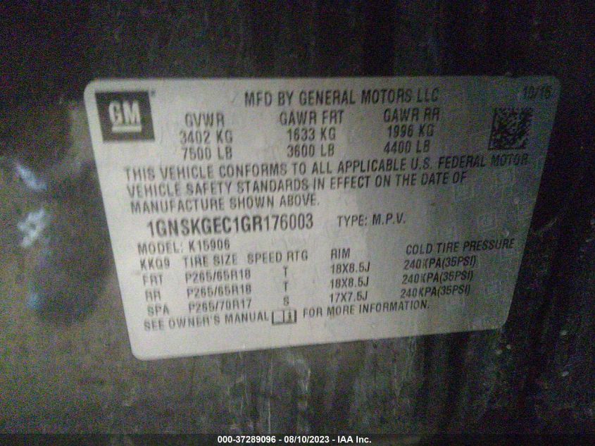 2016 CHEVROLET SUBURBAN LS - 1GNSKGEC1GR176003