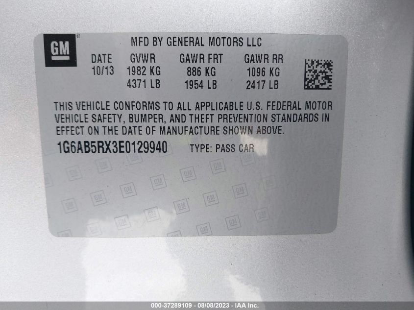 2014 CADILLAC ATS LUXURY RWD - 1G6AB5RX3E0129940
