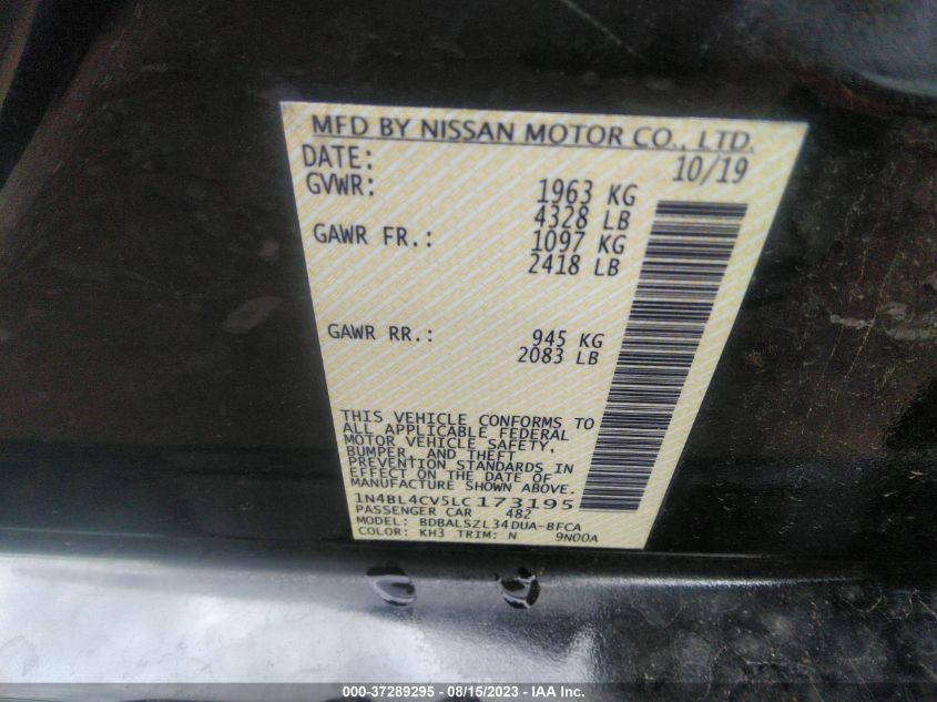 2020 NISSAN ALTIMA 2.5 SR - 1N4BL4CV5LC173195