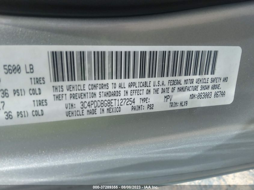 2014 DODGE JOURNEY SXT - 3C4PDDBG8ET127254