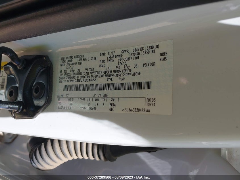 VIN 1FTEW1CB8JFB31022 2018 FORD F-150 XL/XLT