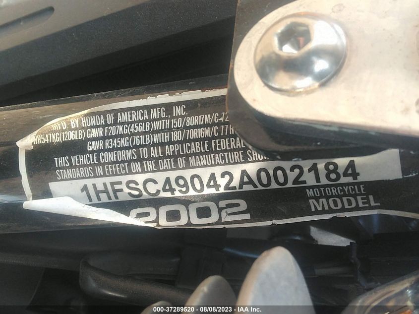 2002 HONDA VTX1800 R - 1HFSC49042A002184