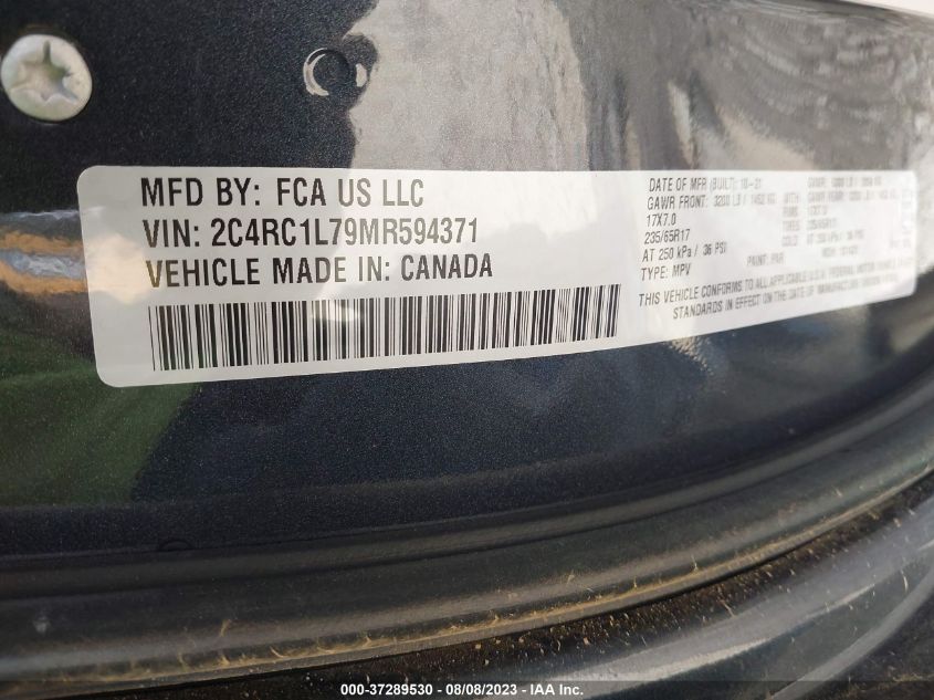 2021 CHRYSLER PACIFICA HYBRID TOURING L - 2C4RC1L79MR594371