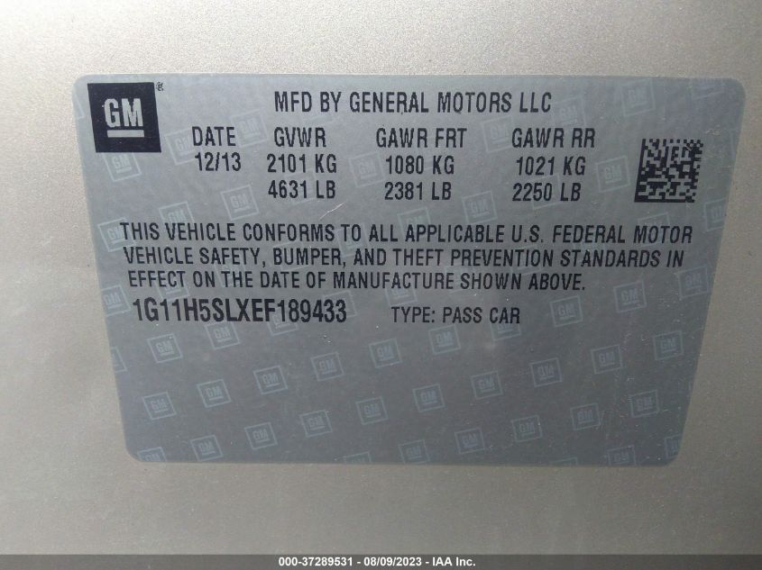 2014 CHEVROLET MALIBU LTZ - 1G11H5SLXEF189433