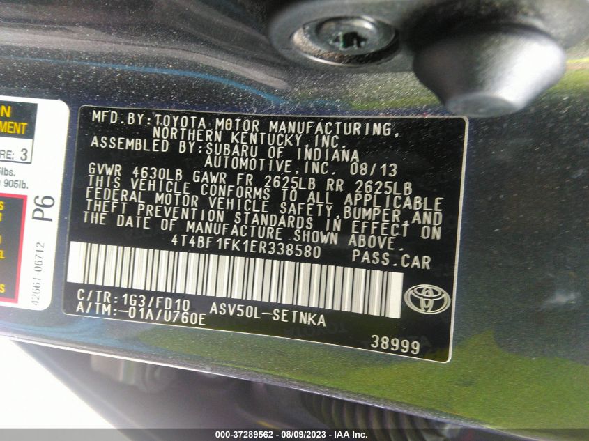 2014 TOYOTA CAMRY L/LE/XLE/SE/SE SPORT - 4T4BF1FK1ER338580