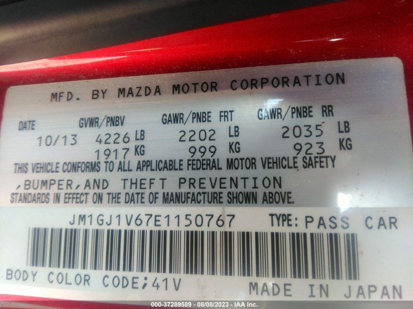 2014 MAZDA MAZDA6 I TOURING - JM1GJ1V67E1150767