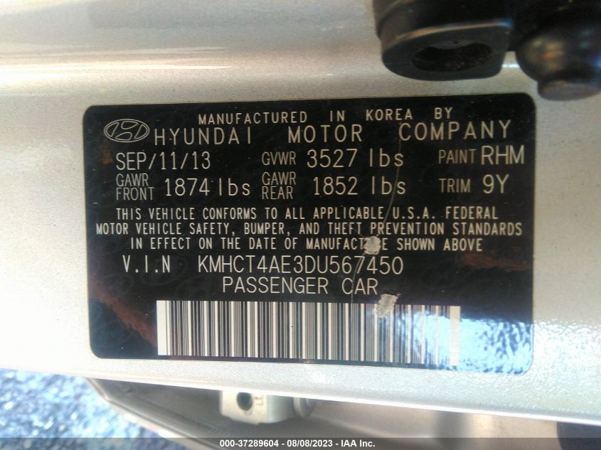 2013 HYUNDAI ACCENT GLS - KMHCT4AE3DU567450