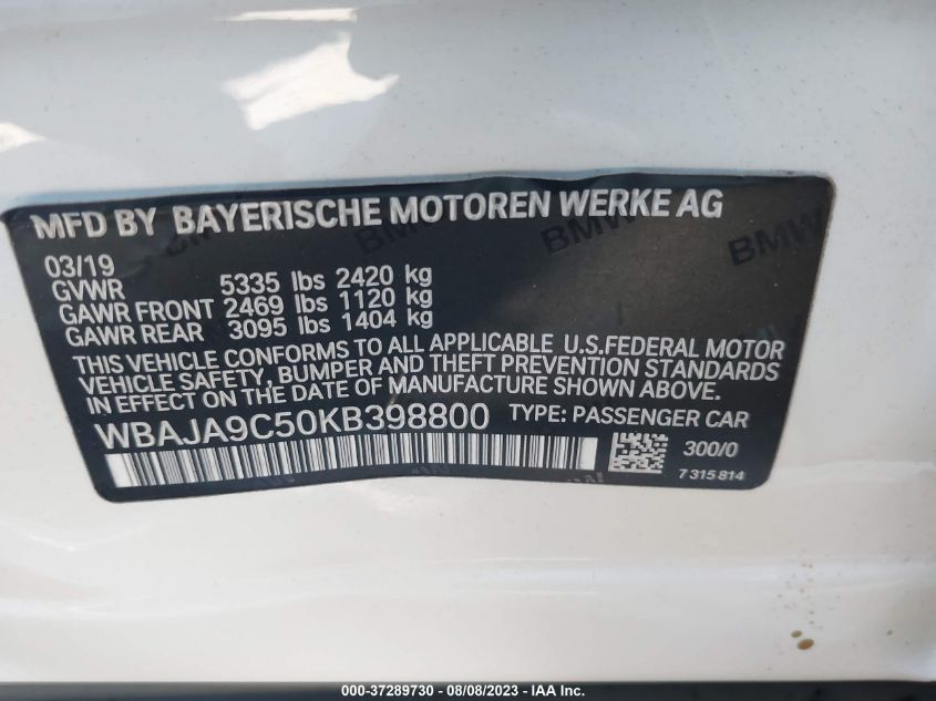 WBAJA9C50KB398800 BMW 530E  9