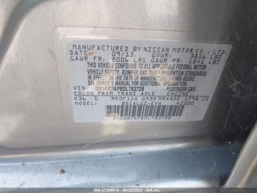 2013 NISSAN SENTRA SL - 3N1AB7AP8DL783728