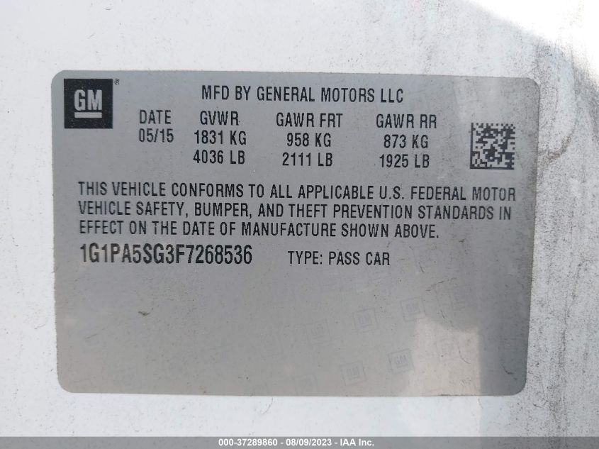2015 CHEVROLET CRUZE LS - 1G1PA5SG3F7268536