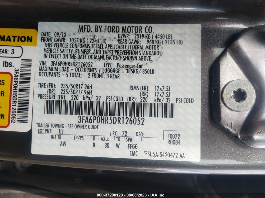 2013 FORD FUSION SE - 3FA6P0HR5DR126052