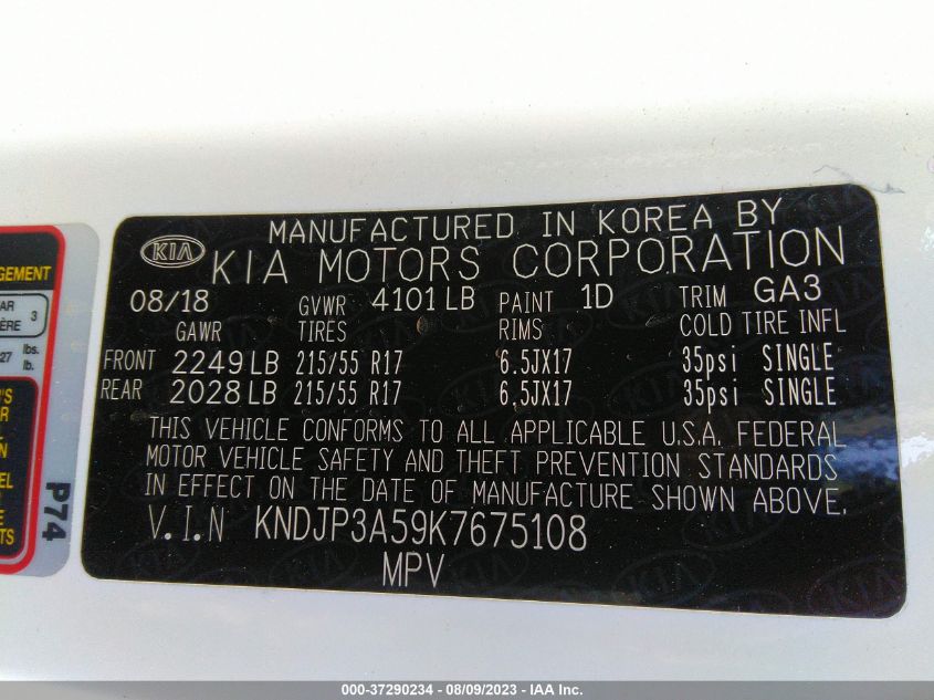 2019 KIA SOUL + - KNDJP3A59K7675108