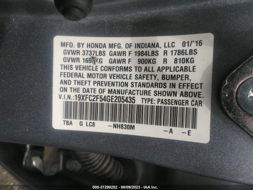 2016 HONDA CIVIC LX - 19XFC2F54GE205435