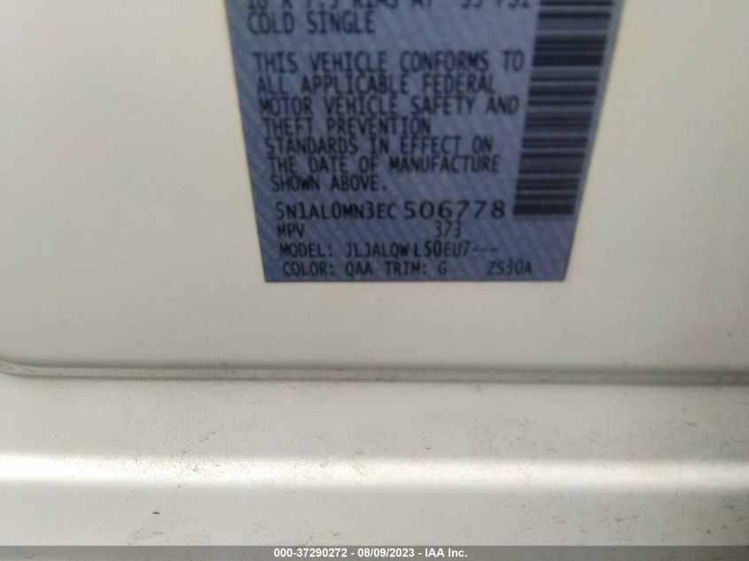2014 INFINITI QX60 - 5N1AL0MN3EC506778