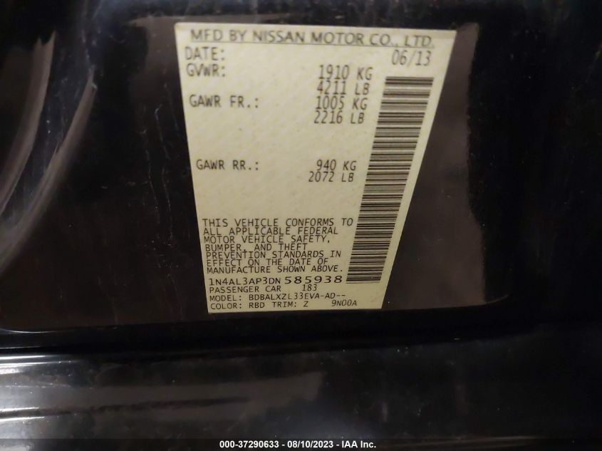 2013 NISSAN ALTIMA 2.5 SL - 1N4AL3AP3DN585938