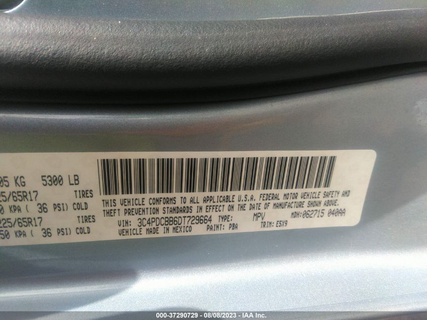 2013 DODGE JOURNEY SXT - 3C4PDCBB6DT729664