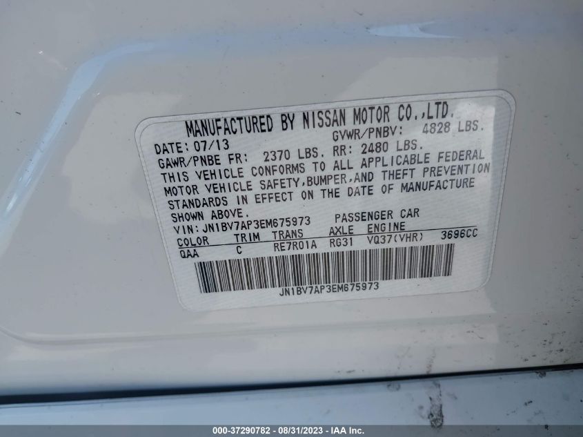 2014 INFINITI Q50 PREMIUM - JN1BV7AP3EM675973