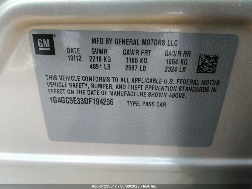 2013 BUICK LACROSSE - 1G4GC5E33DF194236