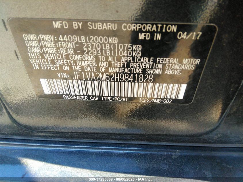 2017 SUBARU WRX STI - JF1VA2M62H9841828