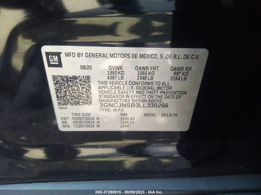 2020 CHEVROLET TRAX LS - 3GNCJNSB3LL330266