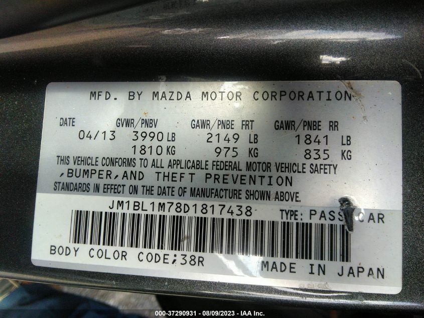 2013 MAZDA MAZDA3 I GRAND TOURING - JM1BL1M78D1817438