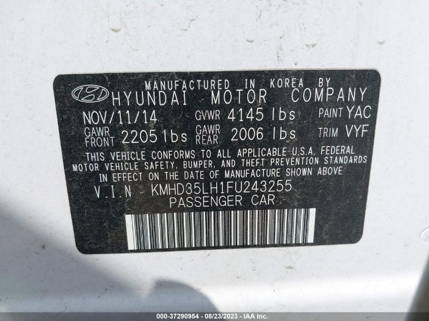 2015 HYUNDAI ELANTRA GT - KMHD35LH1FU243255