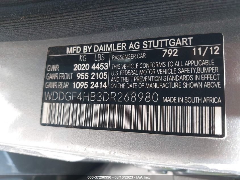 2013 MERCEDES-BENZ C 250 SPORT/LUXURY WDDGF4HB3DR268980