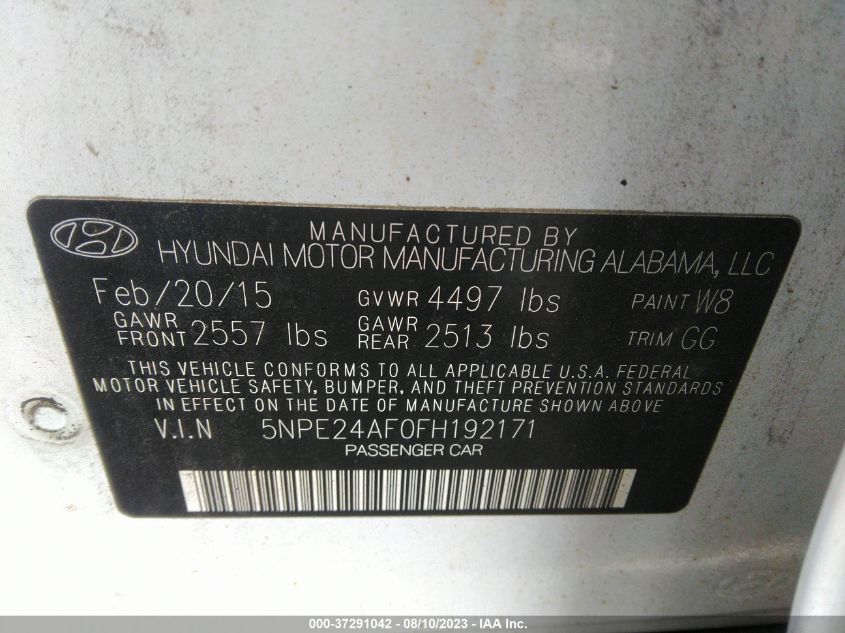 2015 HYUNDAI SONATA 2.4L SE - 5NPE24AF0FH192171