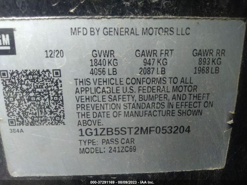 2021 CHEVROLET MALIBU LS - 1G1ZB5ST2MF053204