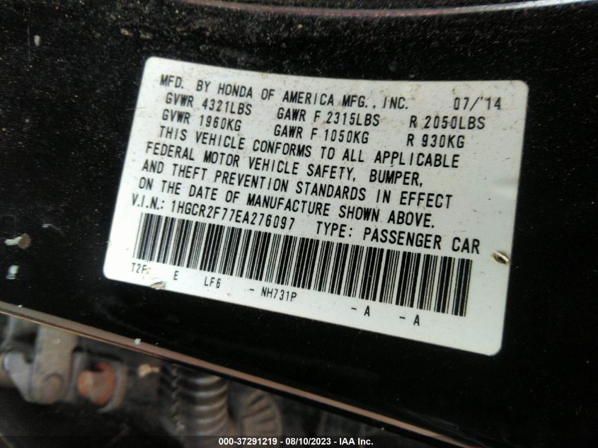 2014 HONDA ACCORD SEDAN EX - 1HGCR2F77EA276097