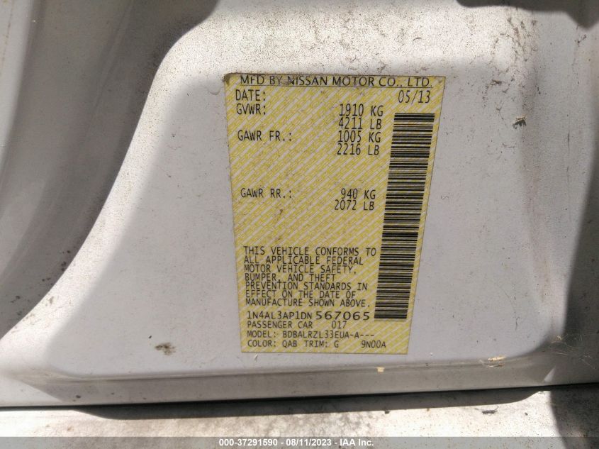 2013 NISSAN ALTIMA 2.5 S - 1N4AL3AP1DN567065