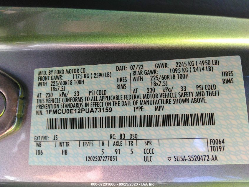 2023 FORD ESCAPE PHEV - 1FMCU0E12PUA73159