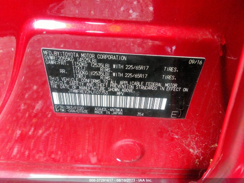 2017 TOYOTA RAV4 XLE - JTMWFREV2HJ107753
