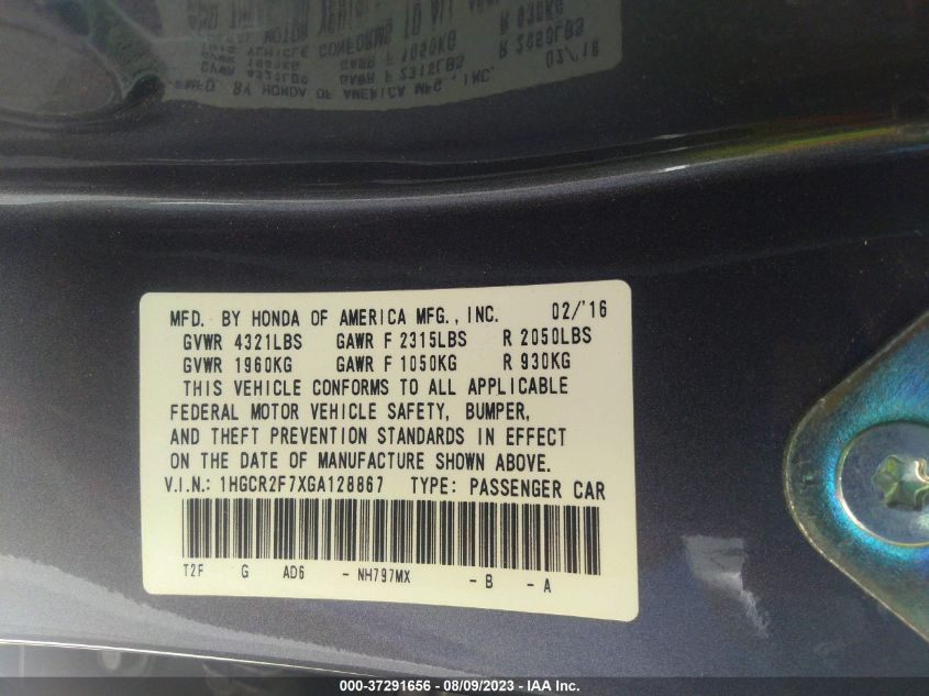 2016 HONDA ACCORD SEDAN EX - 1HGCR2F7XGA128867