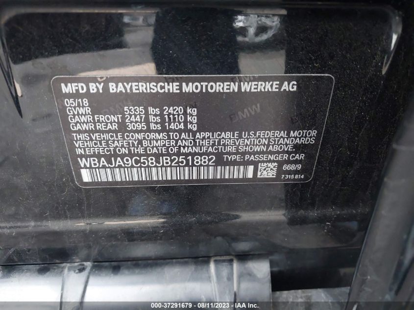 2018 BMW 5 SERIES 530E IPERFORMANCE - WBAJA9C58JB251882