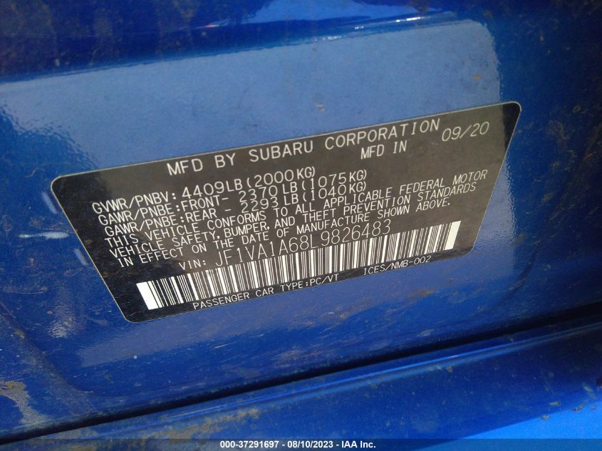 2020 SUBARU WRX - JF1VA1A68L9826483