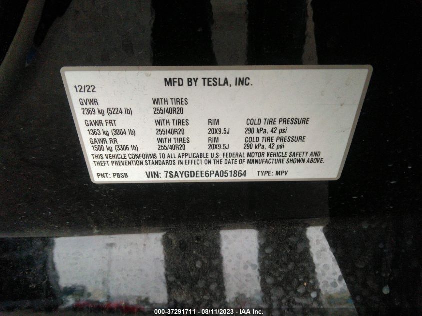 2023 TESLA MODEL Y LONG RANGE - 7SAYGDEE6PA051864