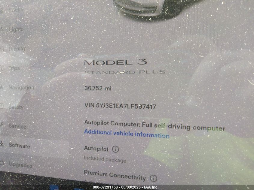 2020 TESLA MODEL 3 STANDARD RANGE - 5YJ3E1EA7LF597417
