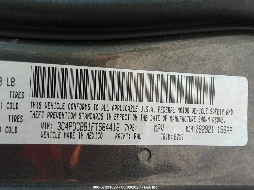 2015 DODGE JOURNEY SXT - 3C4PDCBB1FT564416