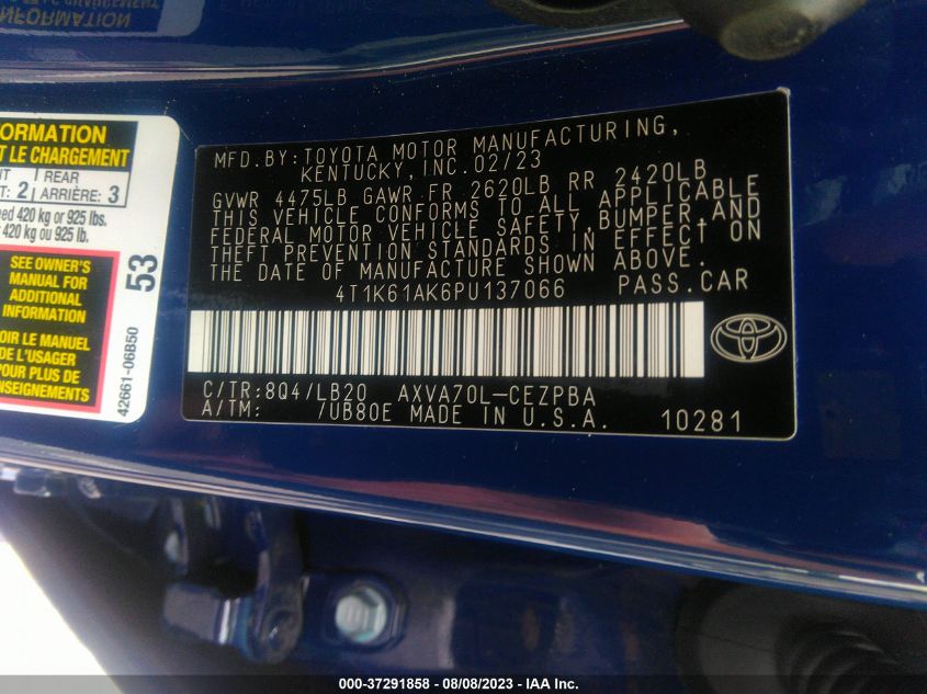2023 TOYOTA CAMRY XSE - 4T1K61AK6PU137066
